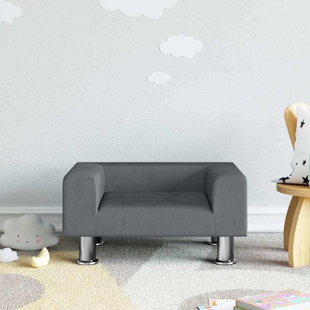 vidaXL Детски диван Тъмносив 50x40x265 см кадифе