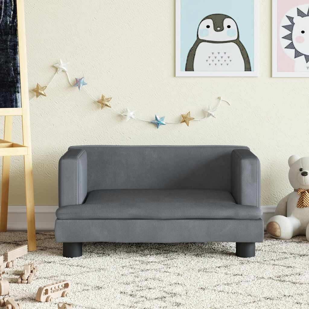 vidaXL Детски диван тъмносив 60x40x30 см кадифе