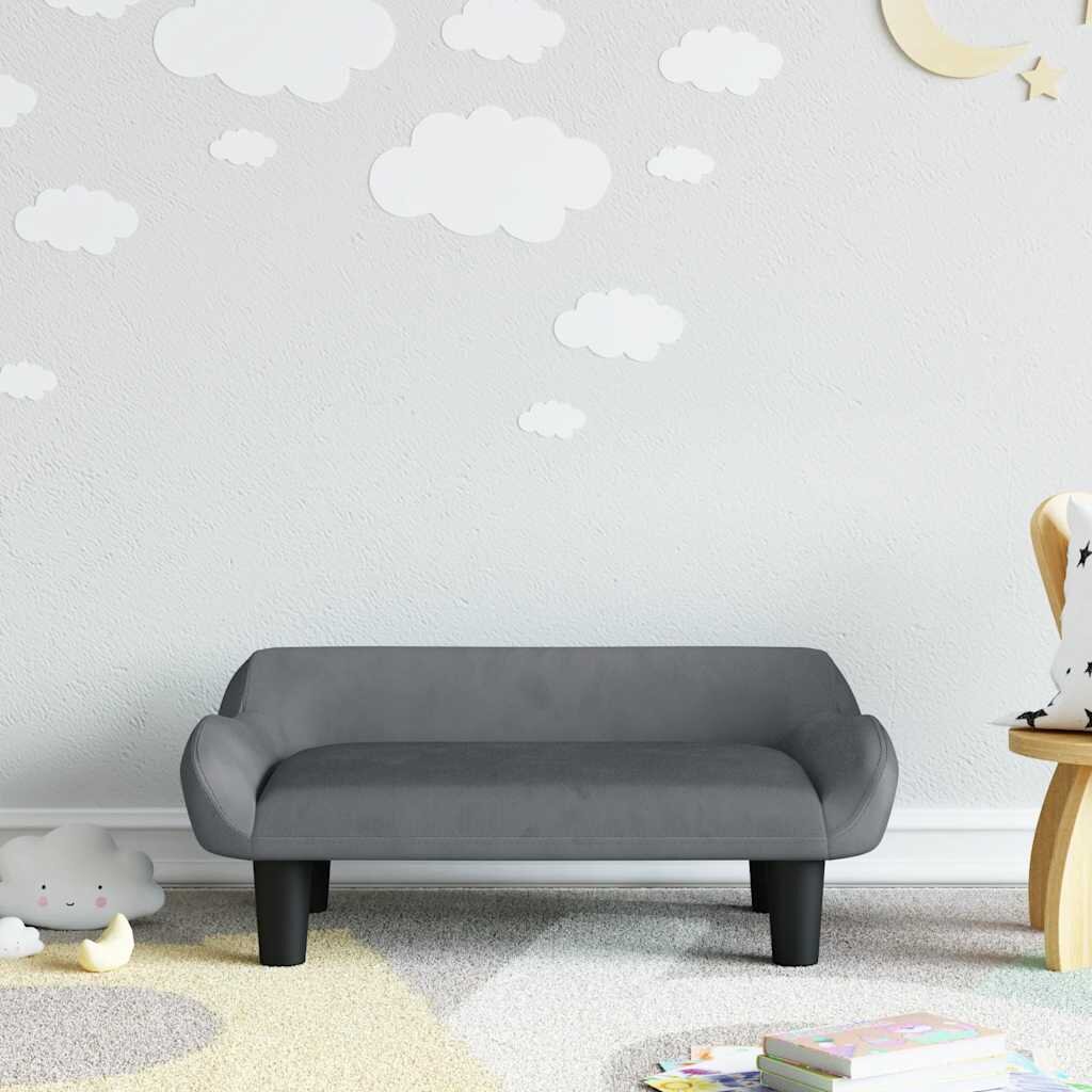 vidaXL Детски диван тъмносив 70x40x24 см кадифе