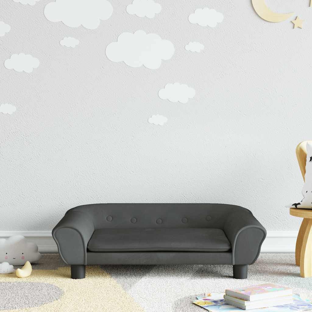 vidaXL Детски диван Тъмносив 70x45x26 см кадифе