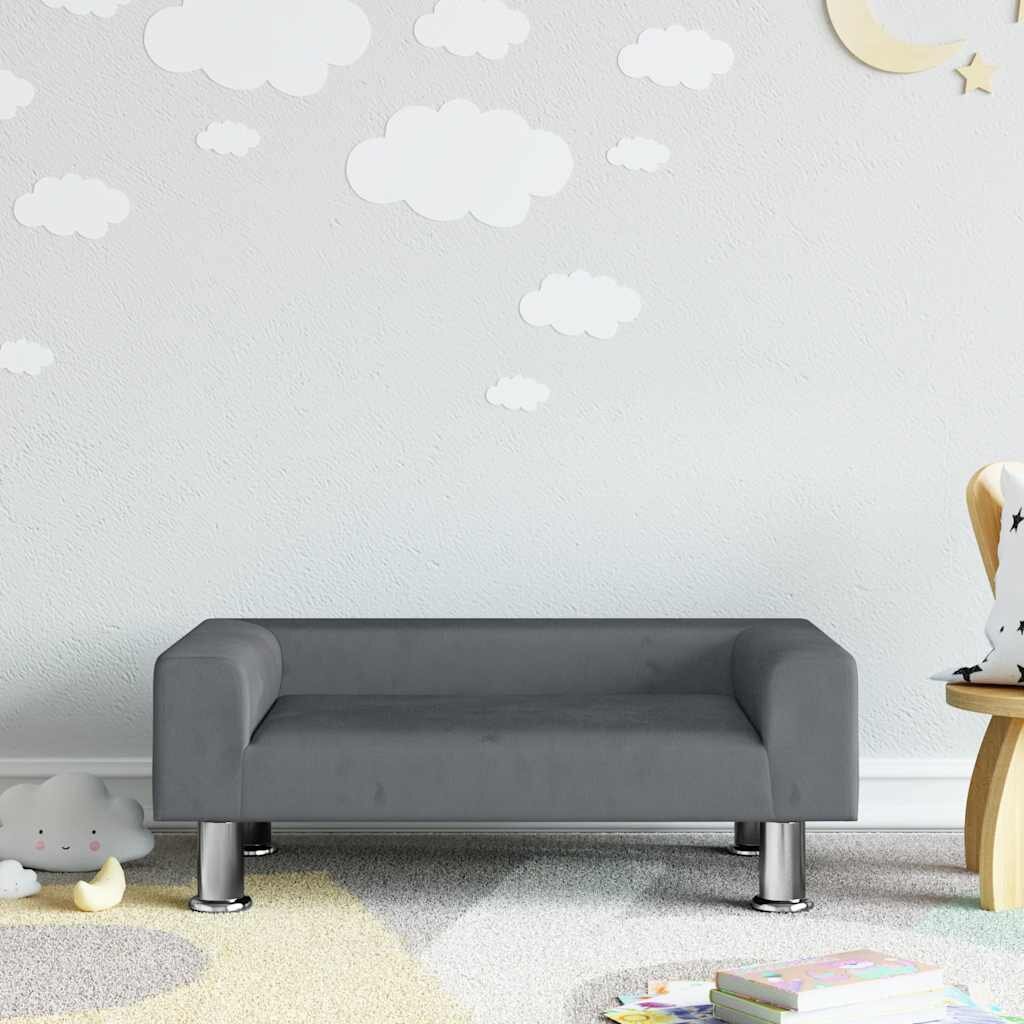 vidaXL Детски диван тъмносив 70x45x265 см кадифе