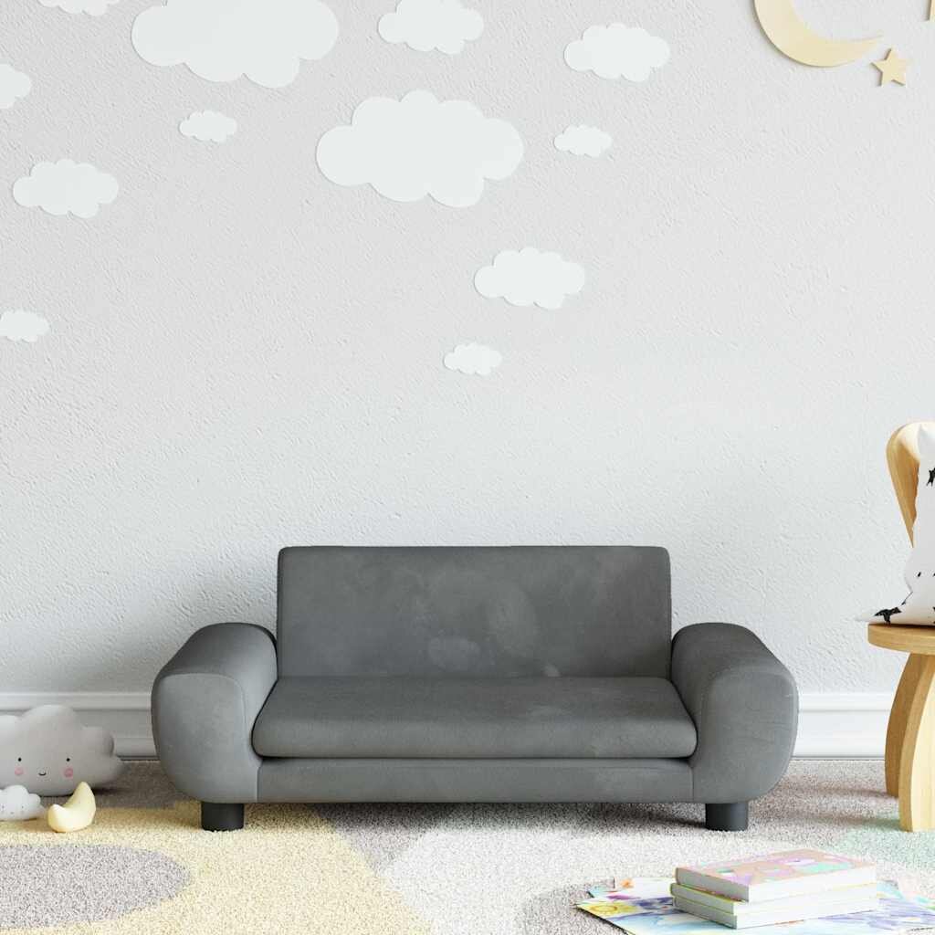 vidaXL Детски диван тъмносив 70x45x33 см кадифе