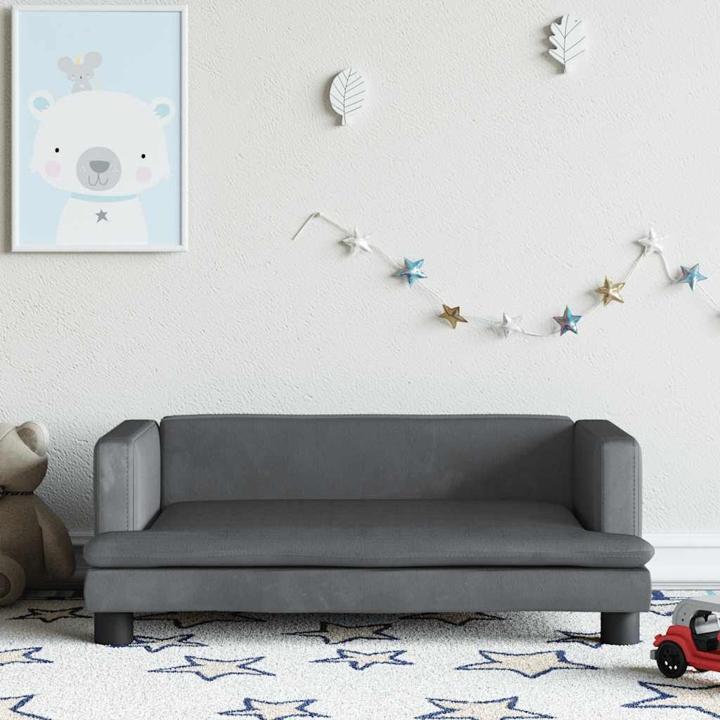 vidaXL Детски диван тъмносив 80x45x30 см кадифе