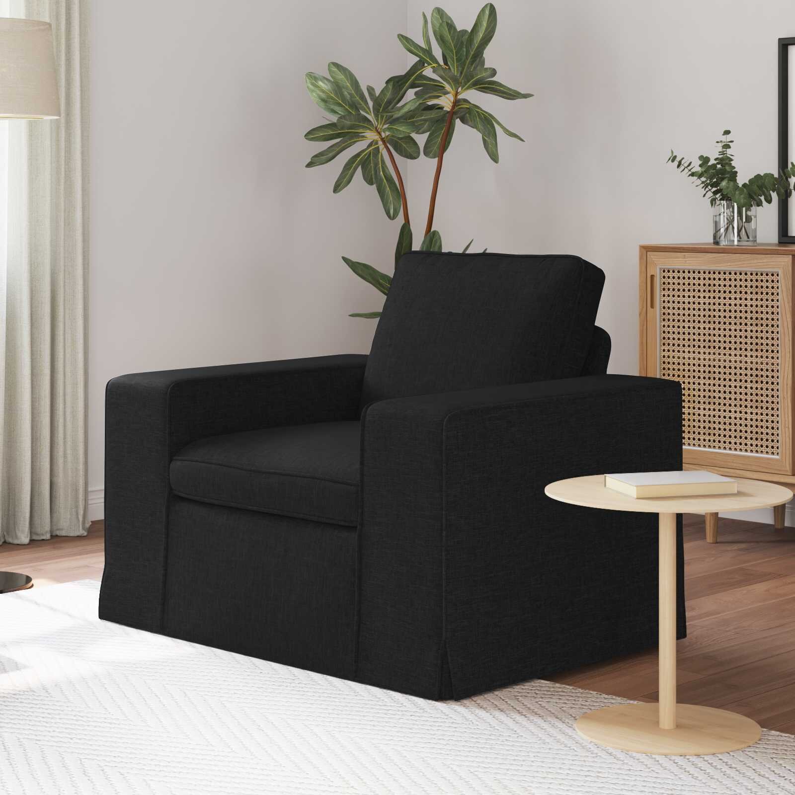 vidaXL Диван Черно 103 x 80 x 82 см текстил