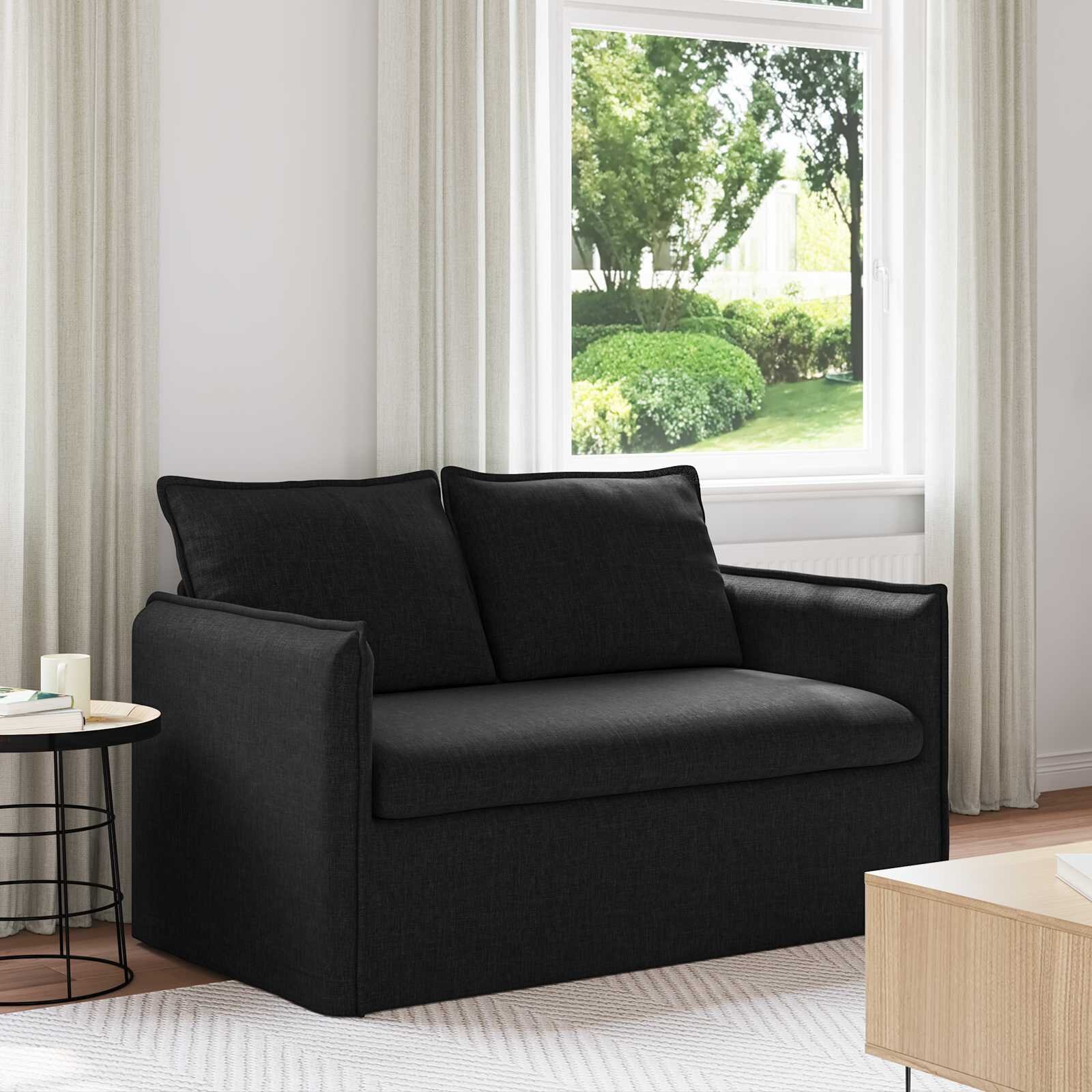 vidaXL Диван Черно 136 x 82 x 85 см текстил