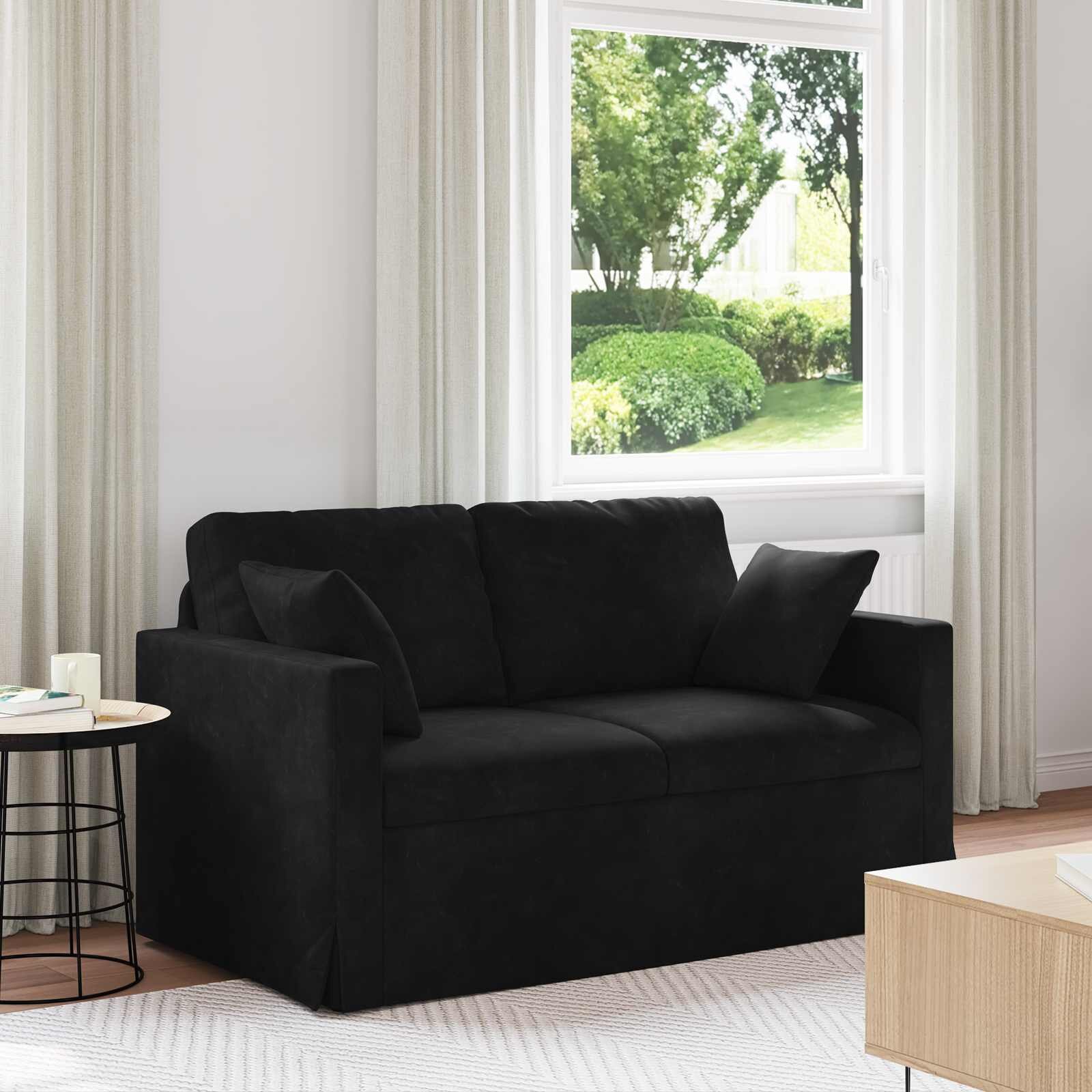 vidaXL Диван Черно 138 x 78 x 80 см Кадифе