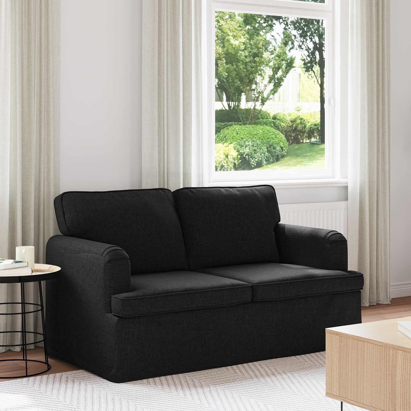 vidaXL Диван Черно 144 x 80 x 85 см текстил