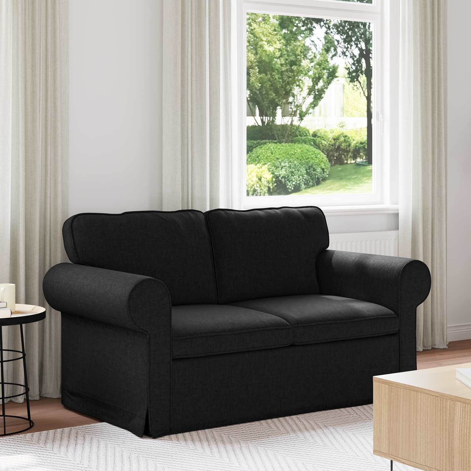 vidaXL Диван Черно 155 x 82 x 80 см текстил