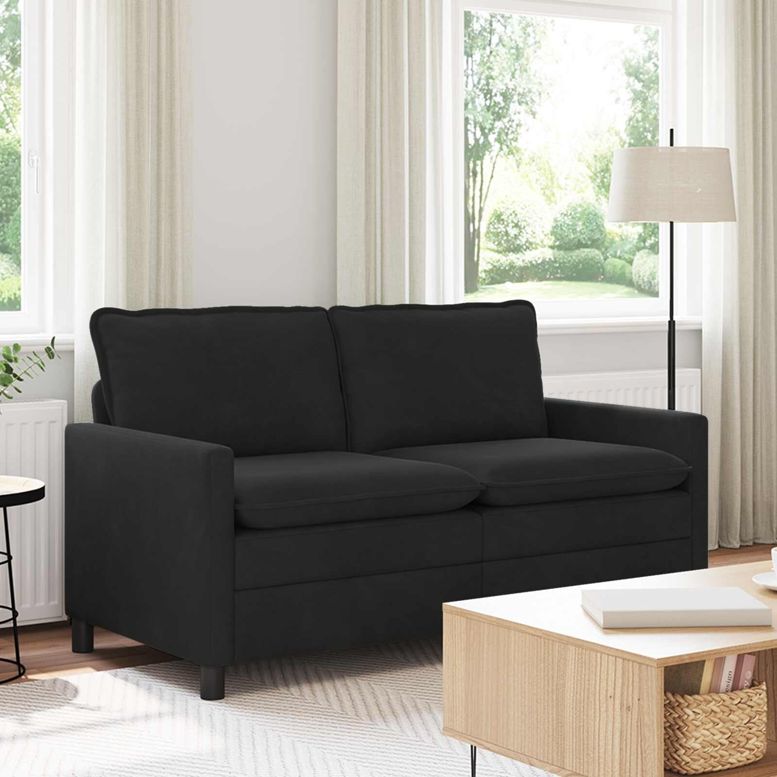 vidaXL Диван Черно 156 x 81 x 875 см Кадифе