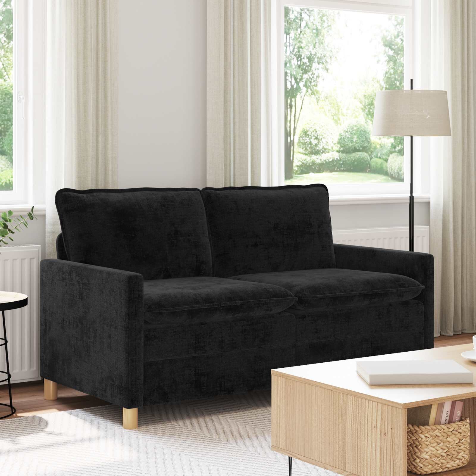 vidaXL Диван Черно 156 x 81 x 875 см Полиестер