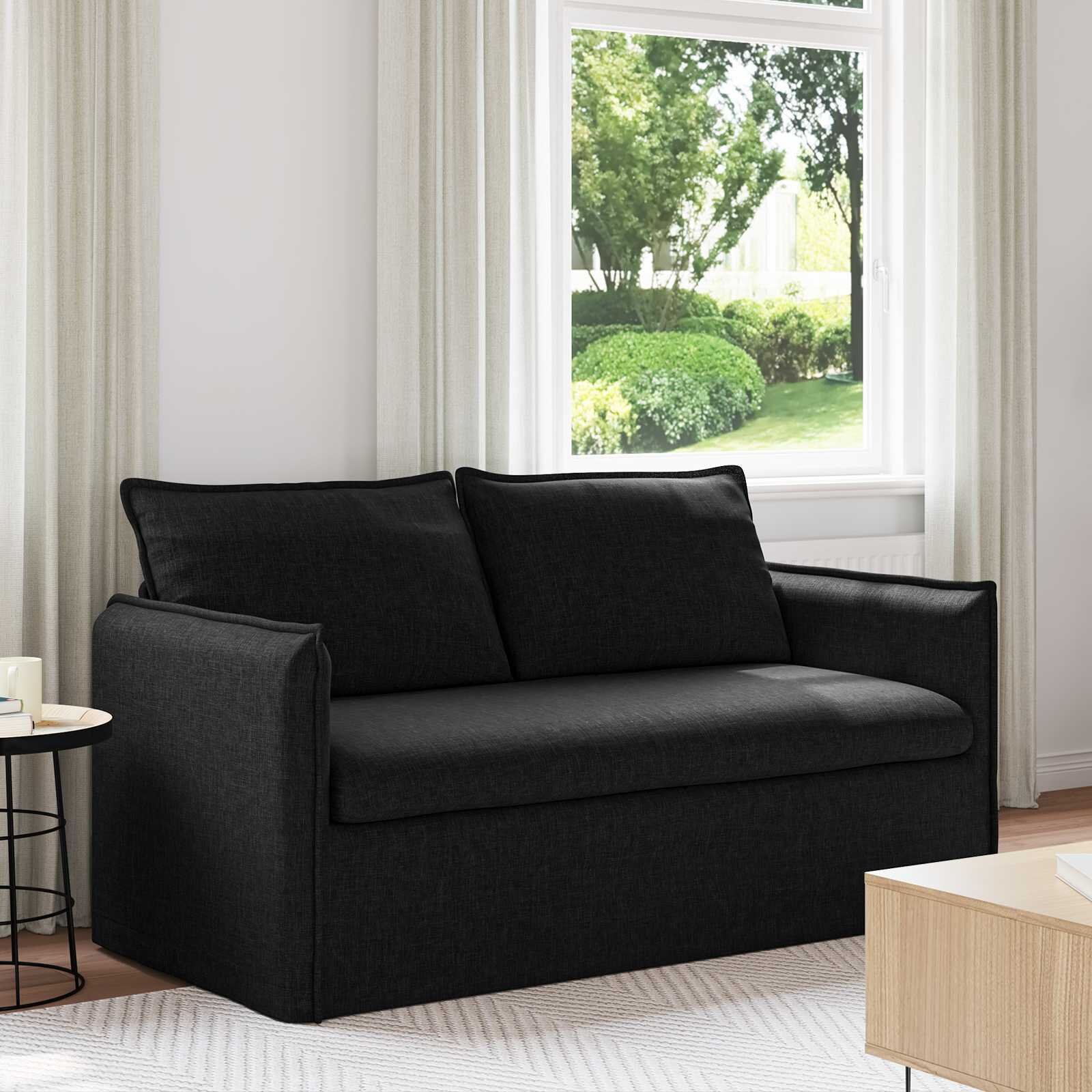 vidaXL Диван Черно 156 x 82 x 85 см текстил