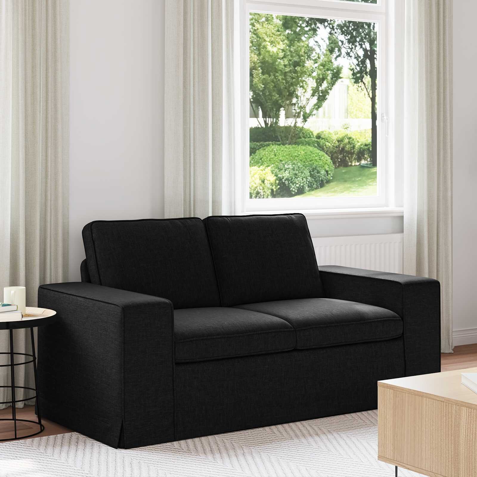 vidaXL Диван Черно 162 x 80 x 82 см текстил