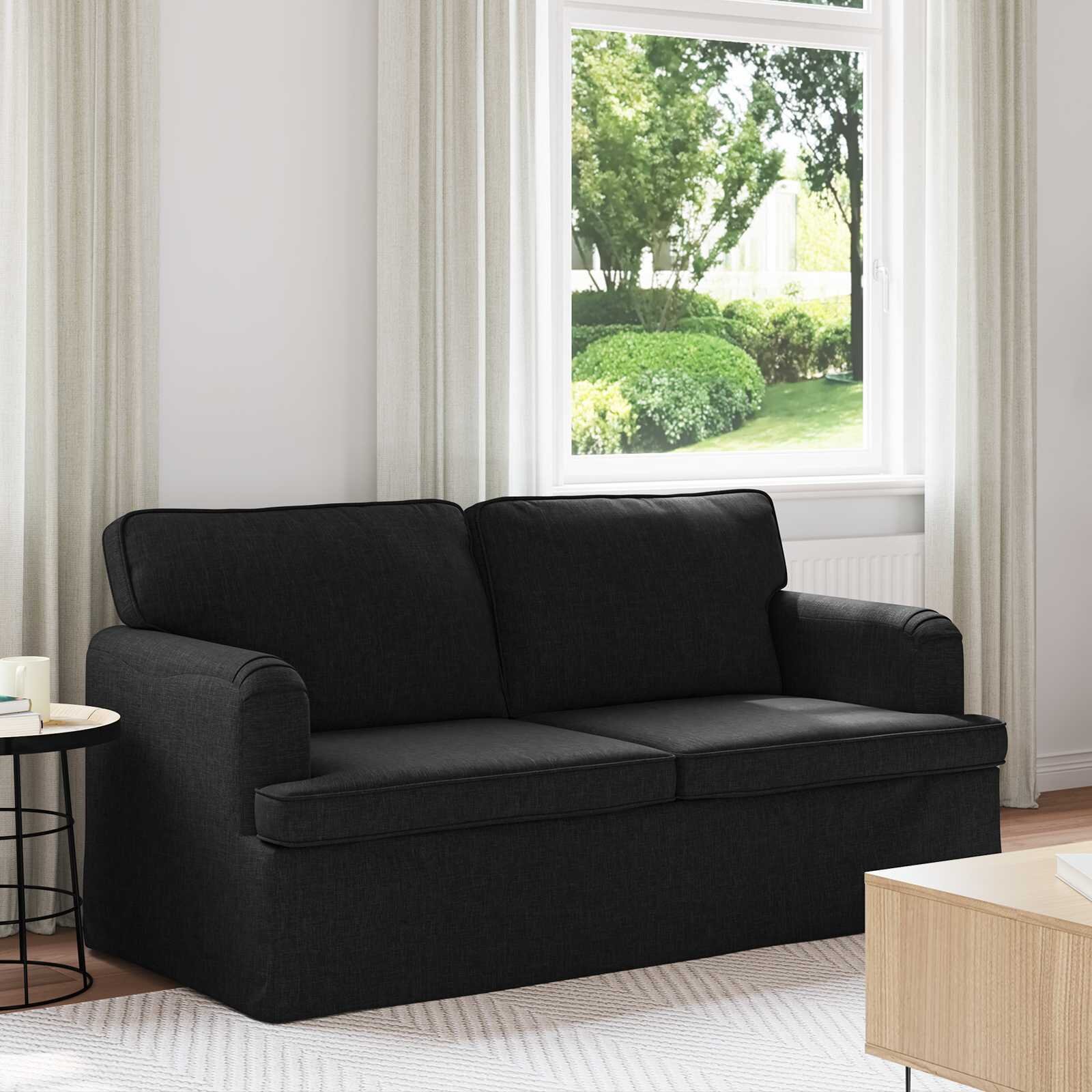 vidaXL Диван Черно 162 x 80 x 85 см текстил