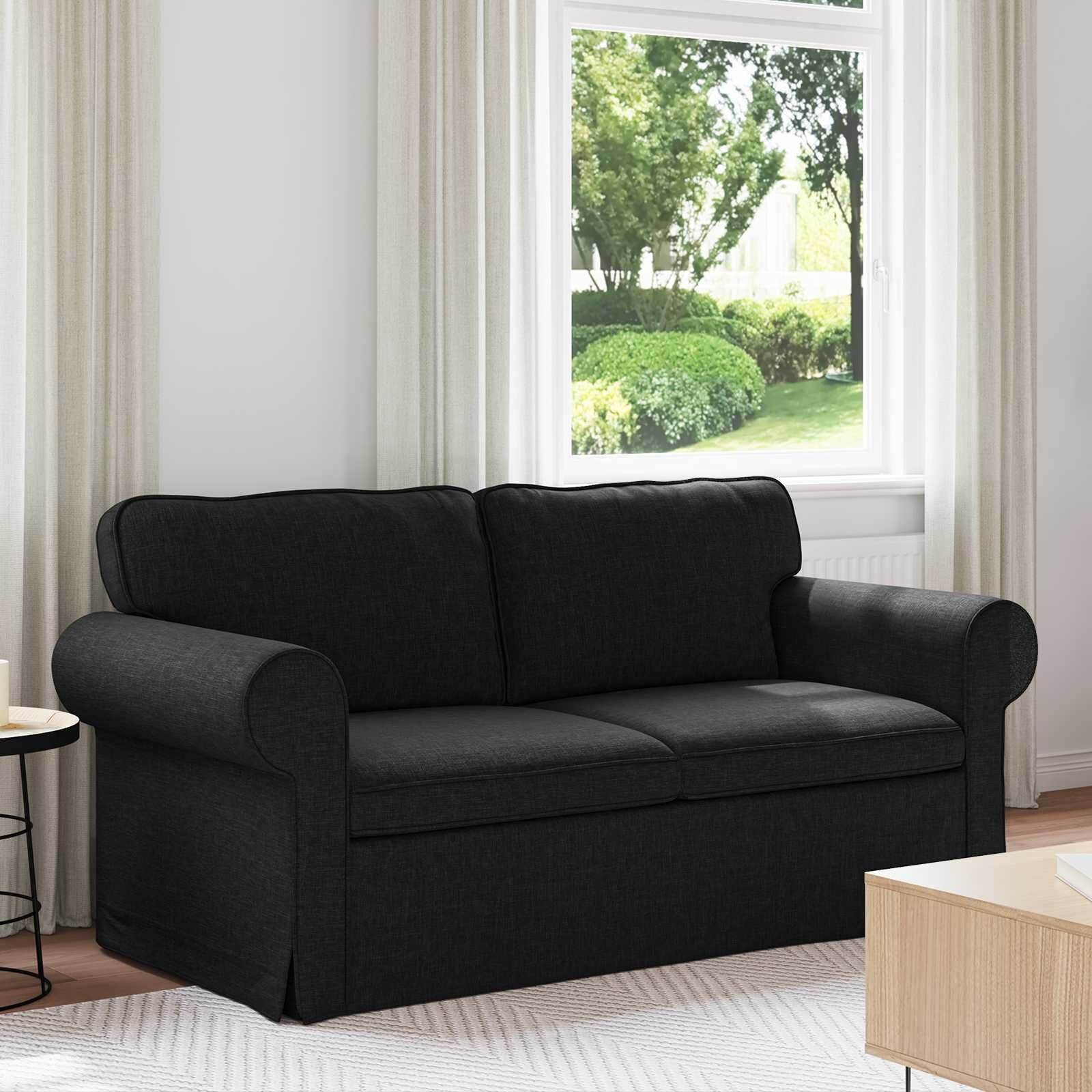 vidaXL Диван Черно 175 x 82 x 80 см текстил