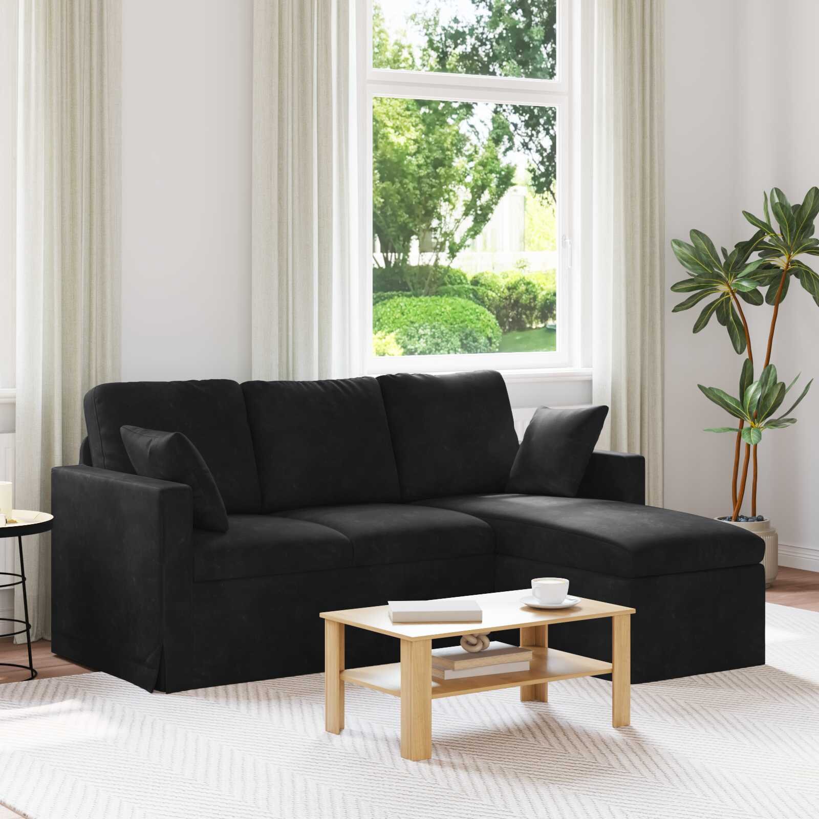 vidaXL Диван Черно 178 x 134 x 80 см Кадифе