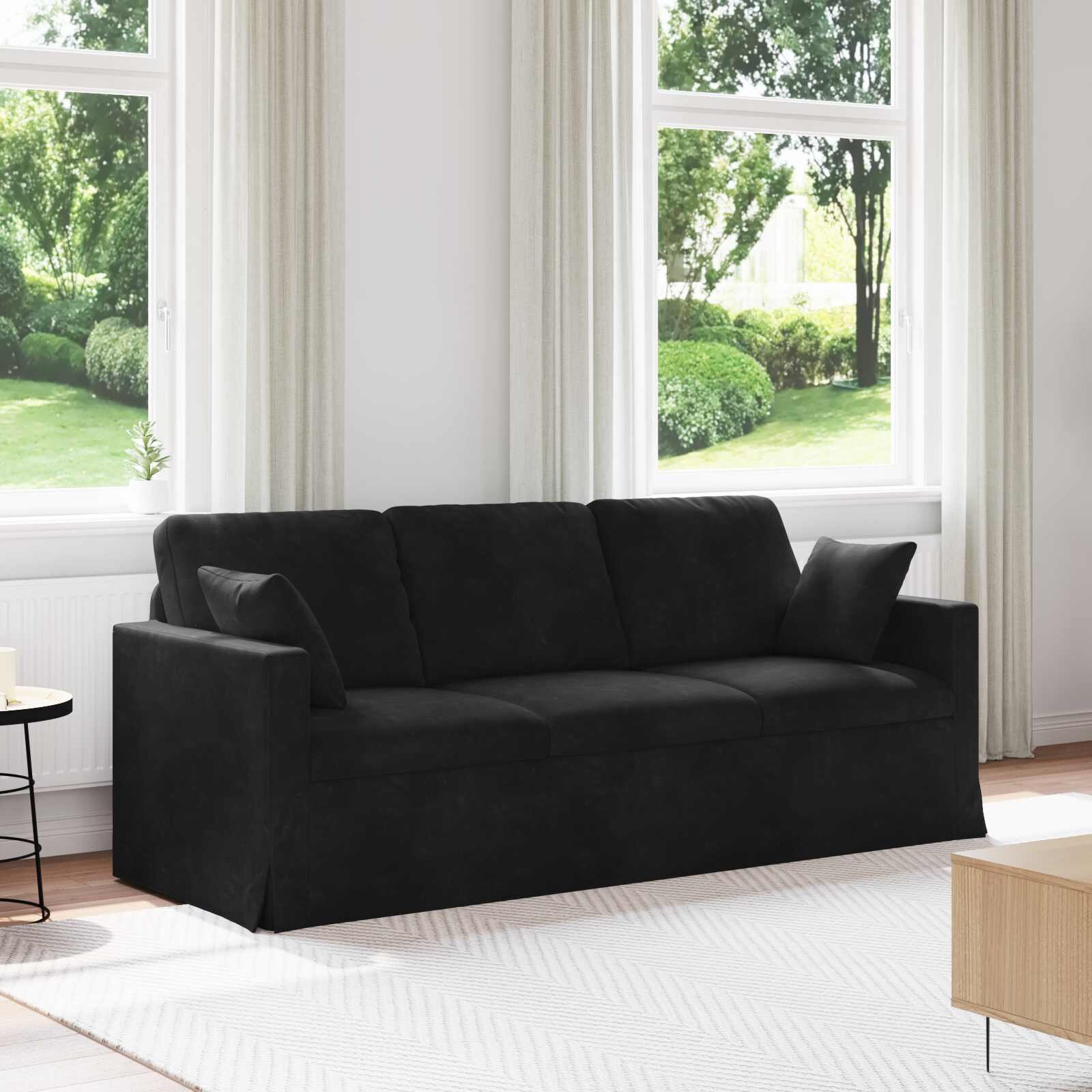 vidaXL Диван Черно 198 x 78 x 80 см Кадифе