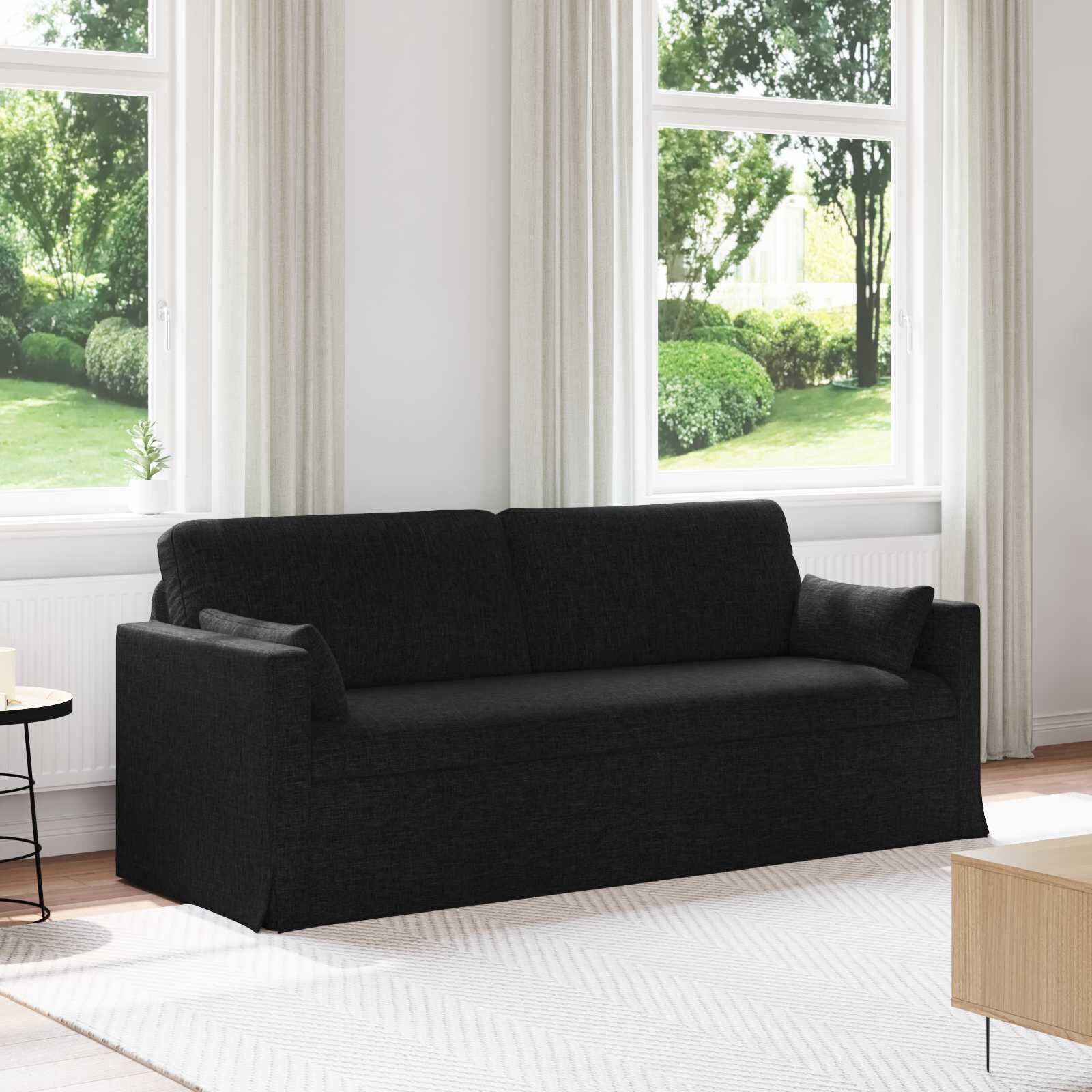 vidaXL Диван Черно 198 x 78 x 80 см текстил