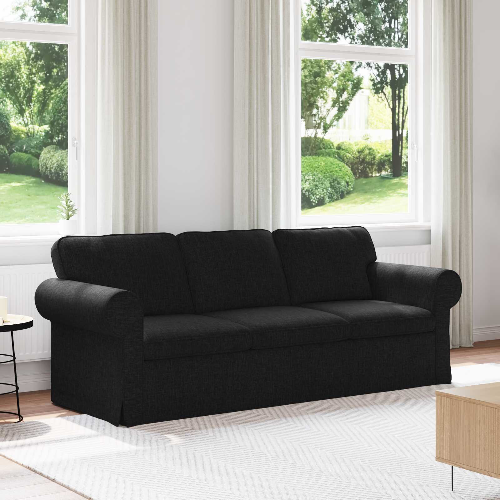 vidaXL Диван Черно 215 x 82 x 80 см текстил