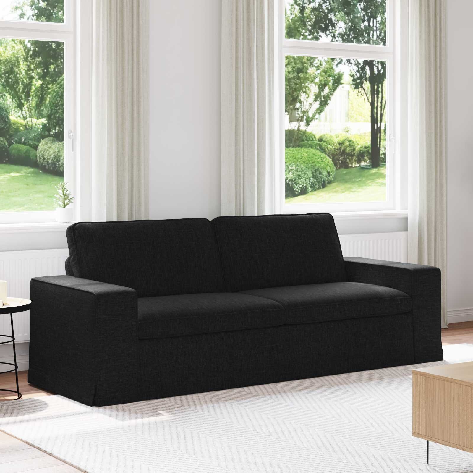 vidaXL Диван Черно 222 x 80 x 82 см текстил