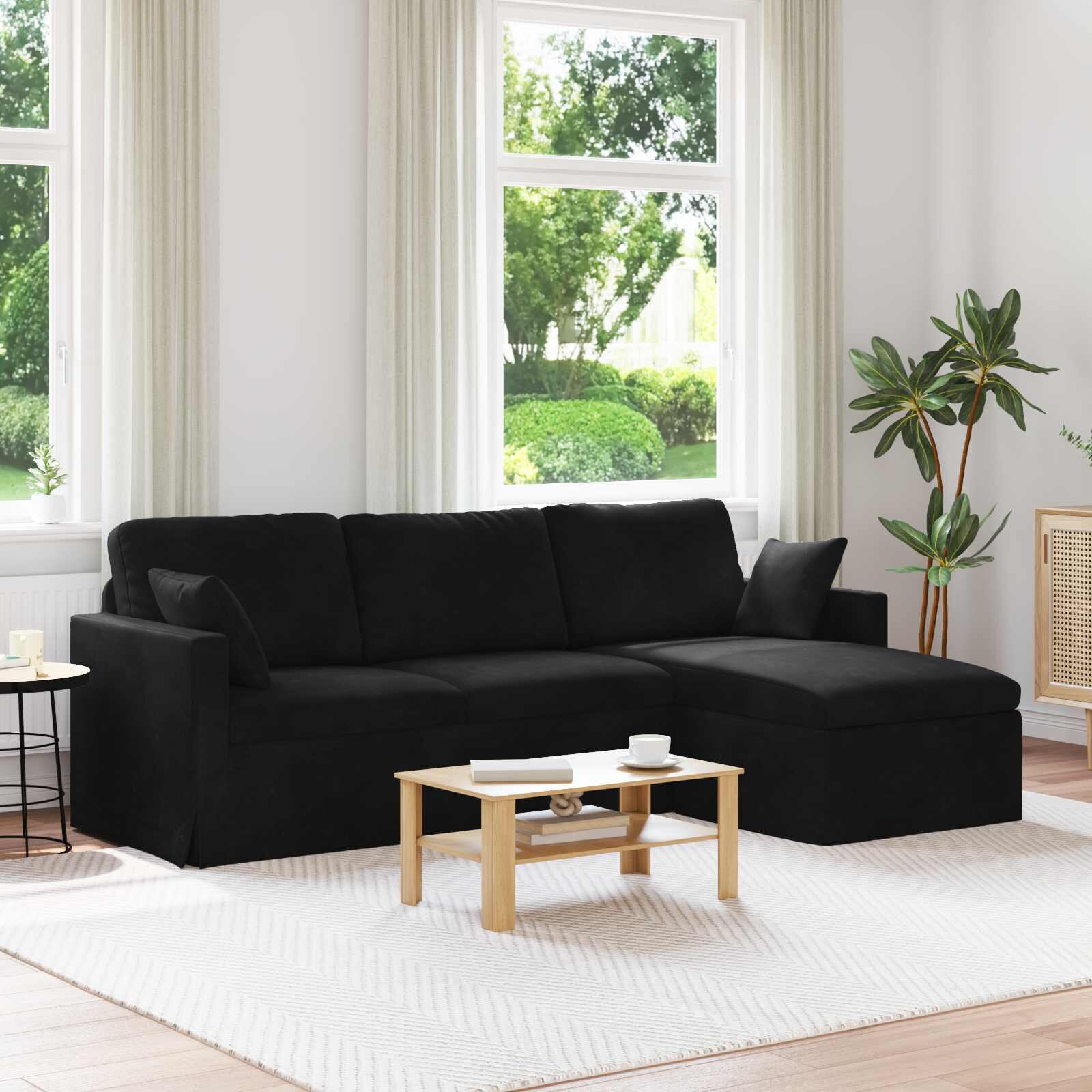 vidaXL Диван Черно 228 x 134 x 80 см Кадифе