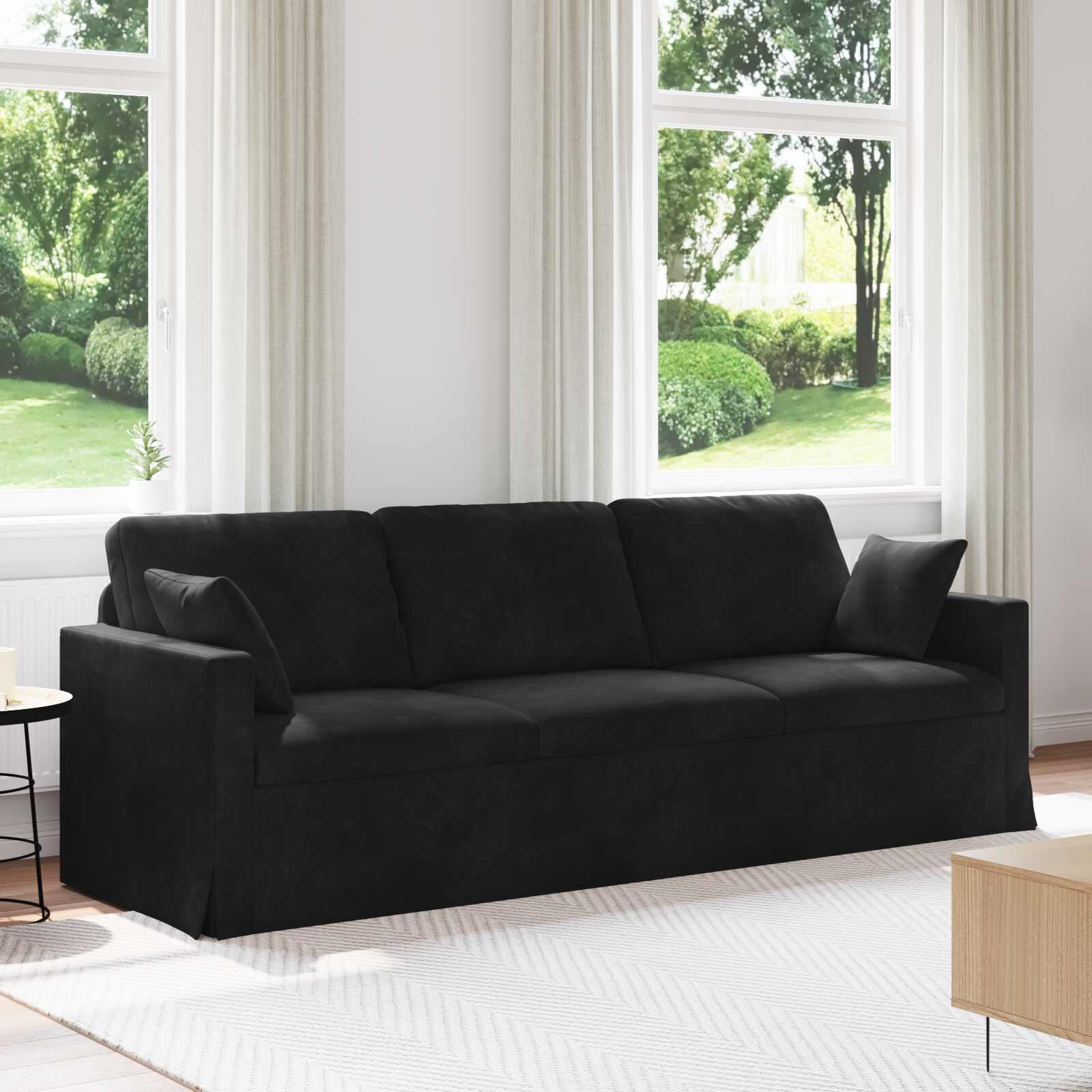 vidaXL Диван Черно 228 x 78 x 80 см Кадифе
