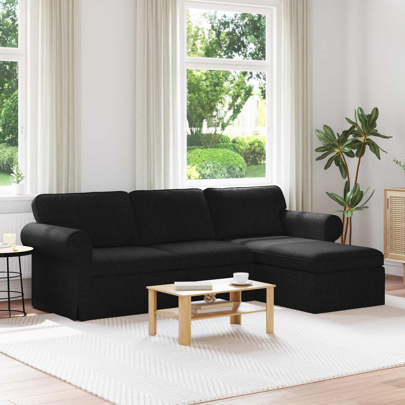 vidaXL Диван Черно 245 x 138 x 80 см текстил