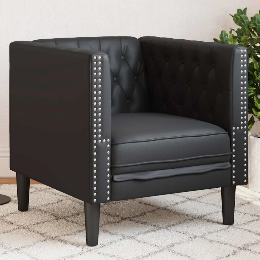 vidaXL Диван Черно 745 x 71 x 705 см ПВЦ