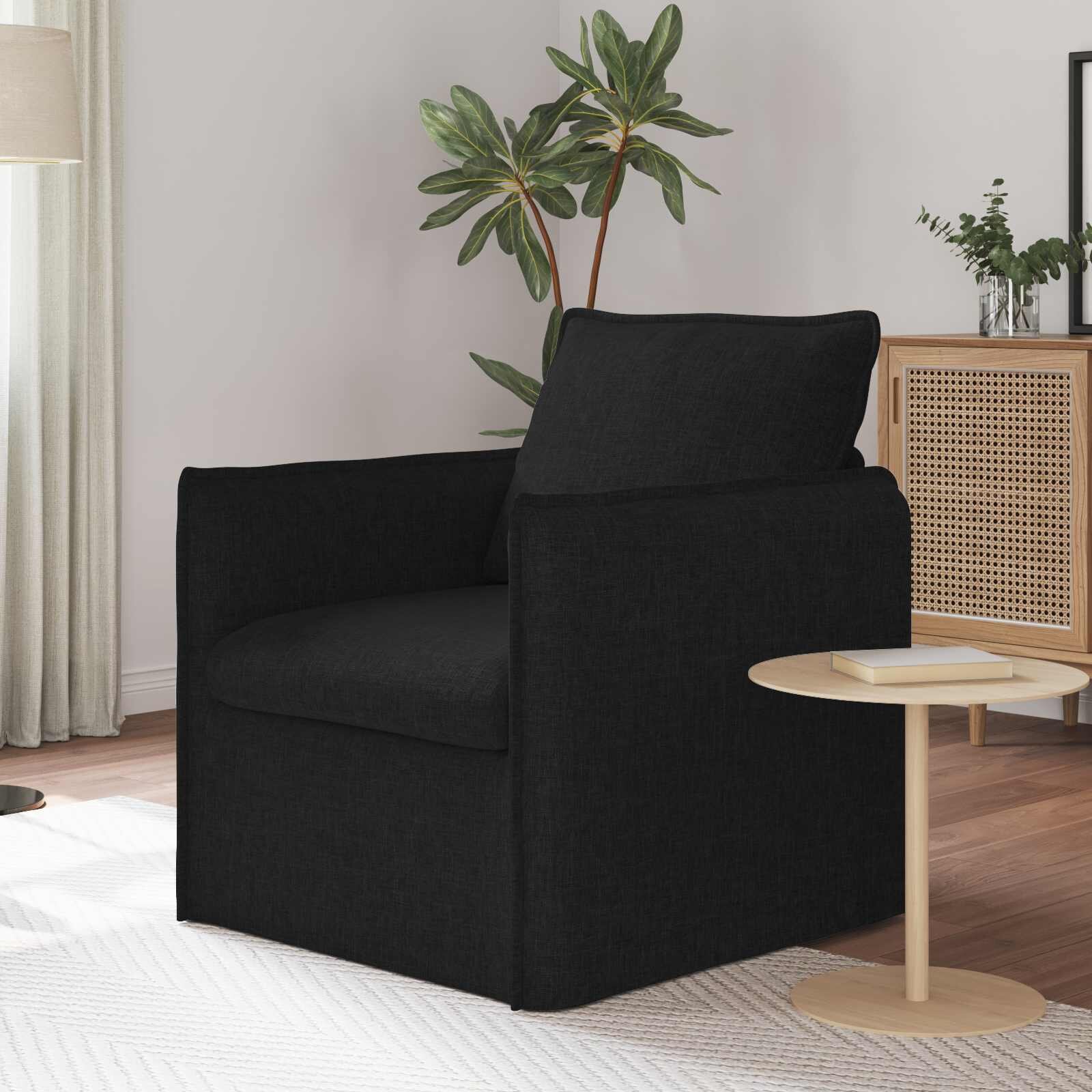 vidaXL Диван Черно 75 x 82 x 85 см текстил