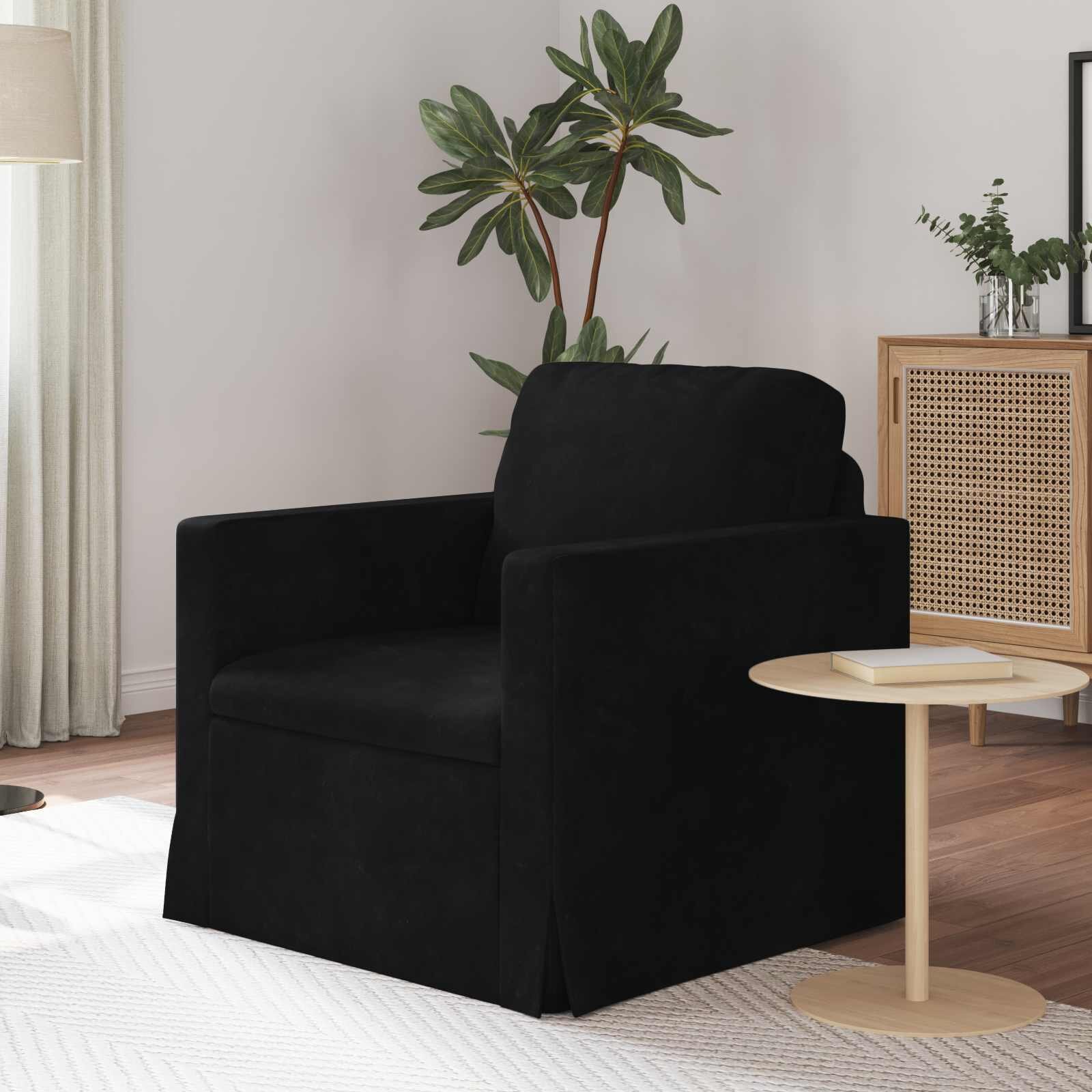 vidaXL Диван Черно 78 x 78 x 80 см Кадифе