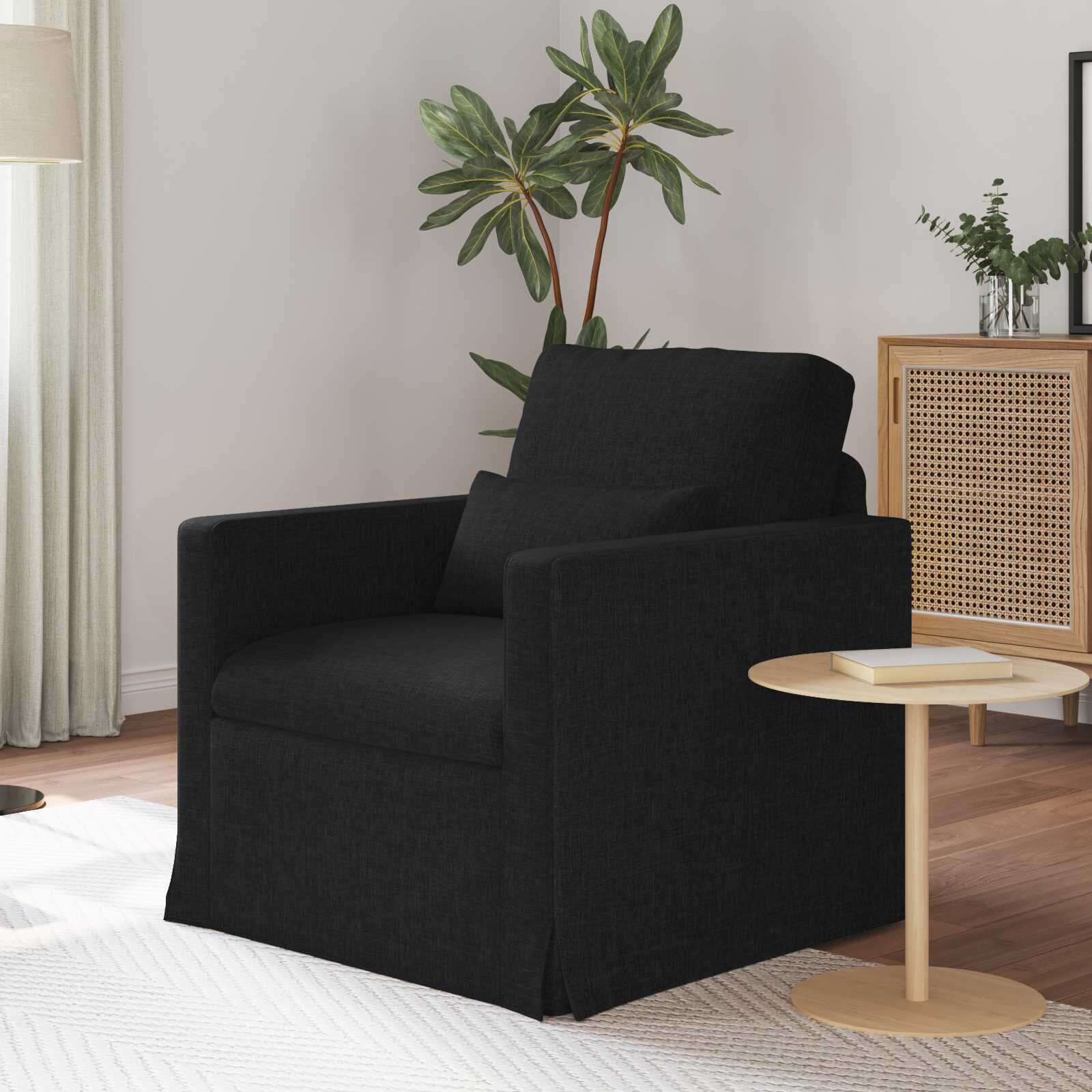 vidaXL Диван Черно 78 x 78 x 80 см текстил