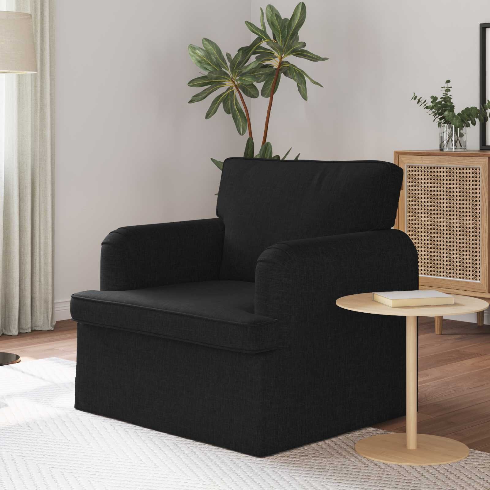 vidaXL Диван Черно 84 x 80 x 85 см текстил