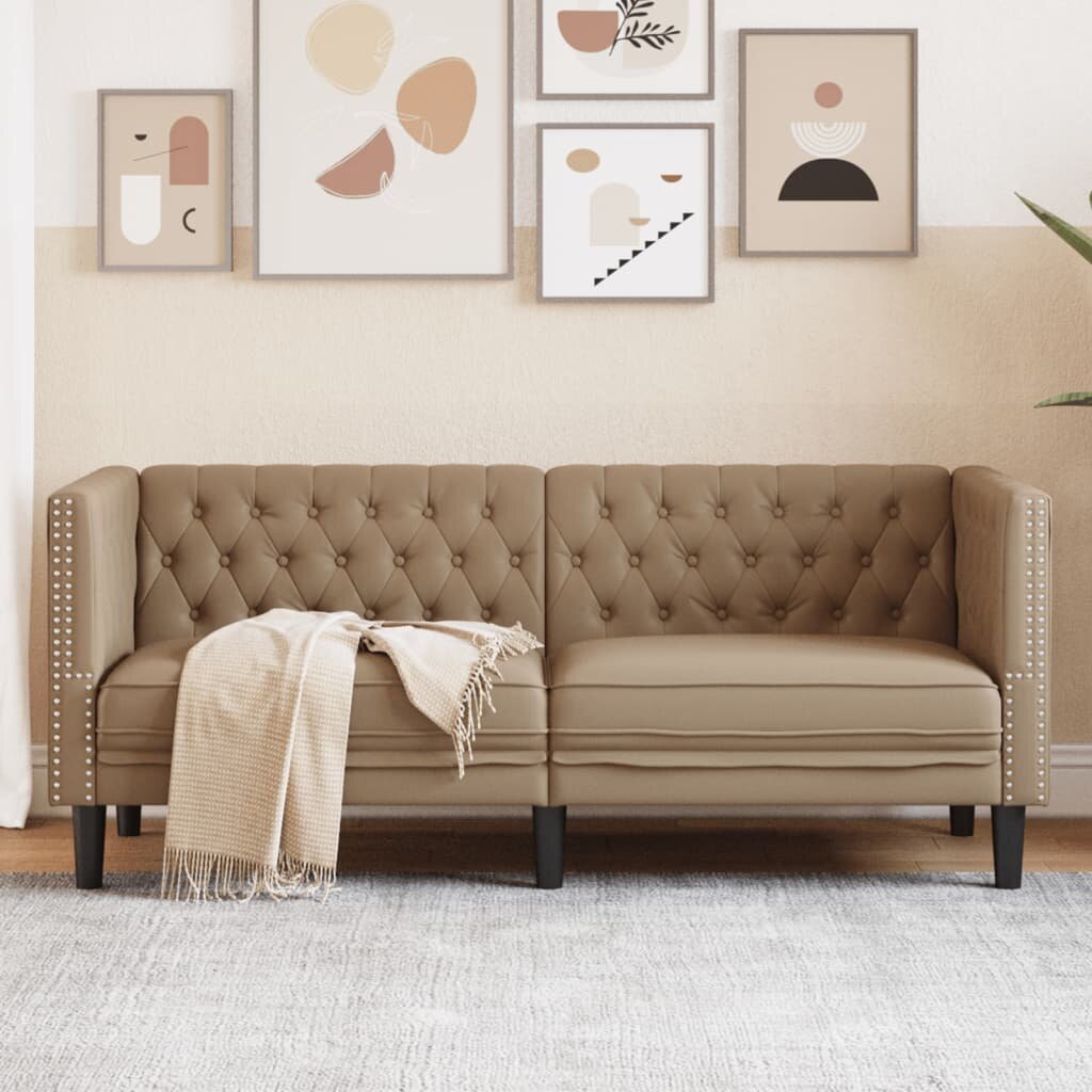 vidaXL Диван Chesterfield с 2 седалки от kunstnahast капучино