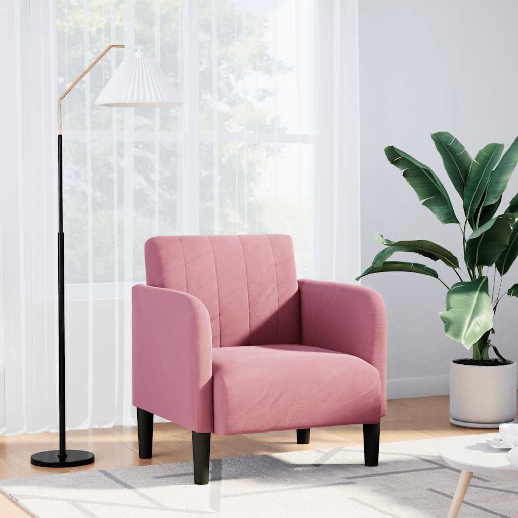 vidaXL Диван-фотьойл с подлакътници розов 54 см кадифе