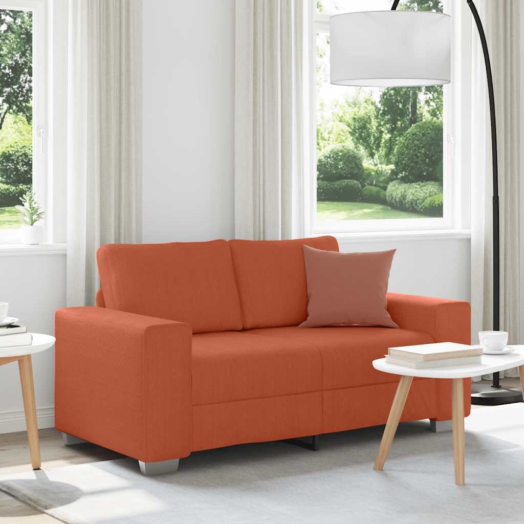 vidaXL Диван-канапе червено-оранжев 160x77x82 см кадифен плат