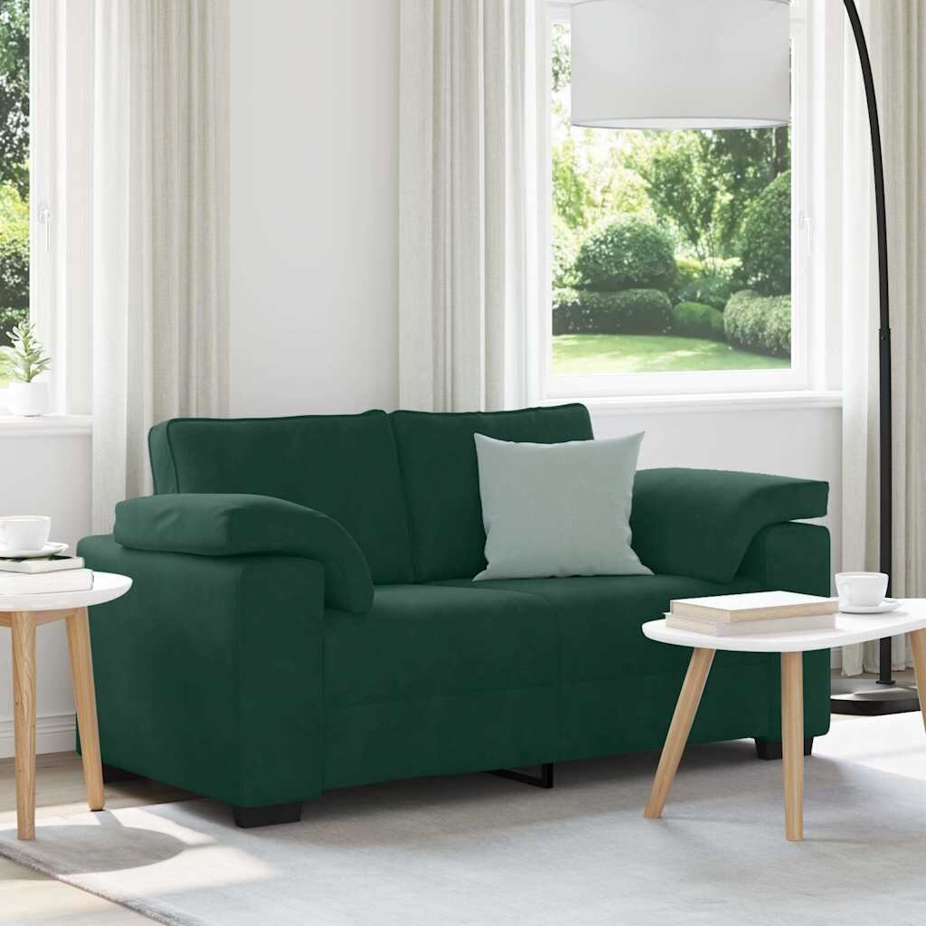 vidaXL Диван-канапе тъмнозелен 160x77x82 см кадифе