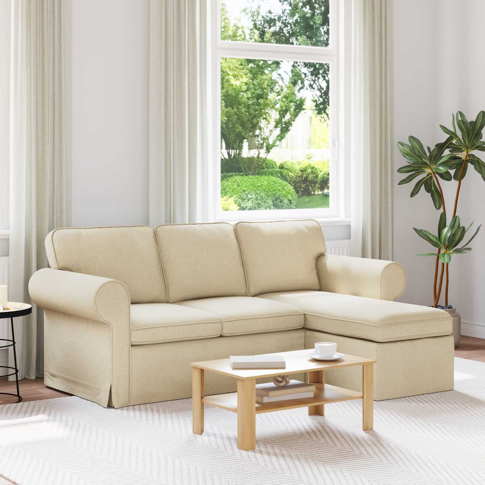 vidaXL Диван Крем 195 x 138 x 80 см текстил