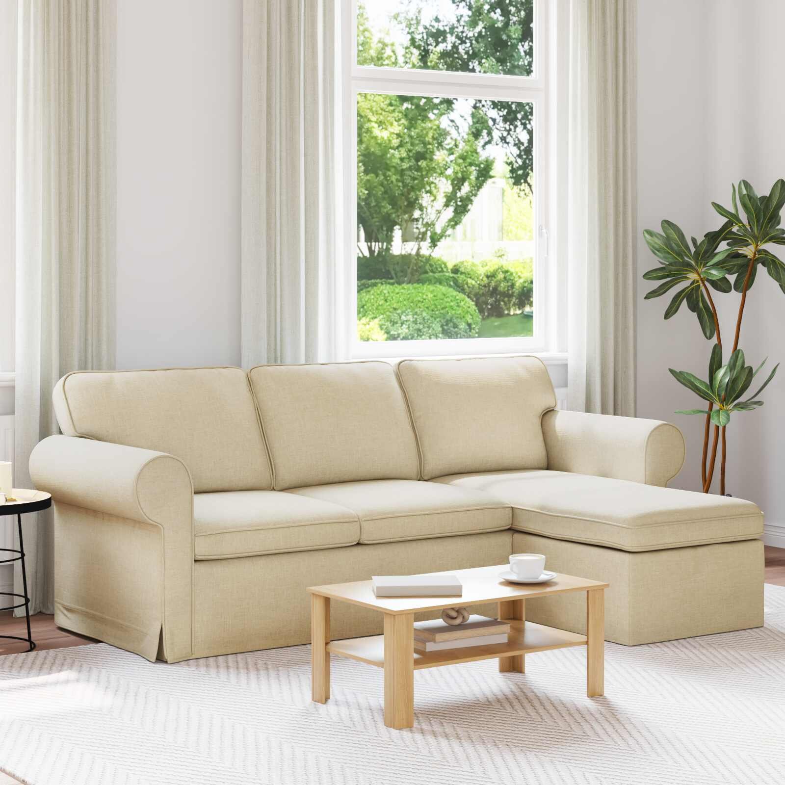 vidaXL Диван Крем 215 x 138 x 80 см текстил