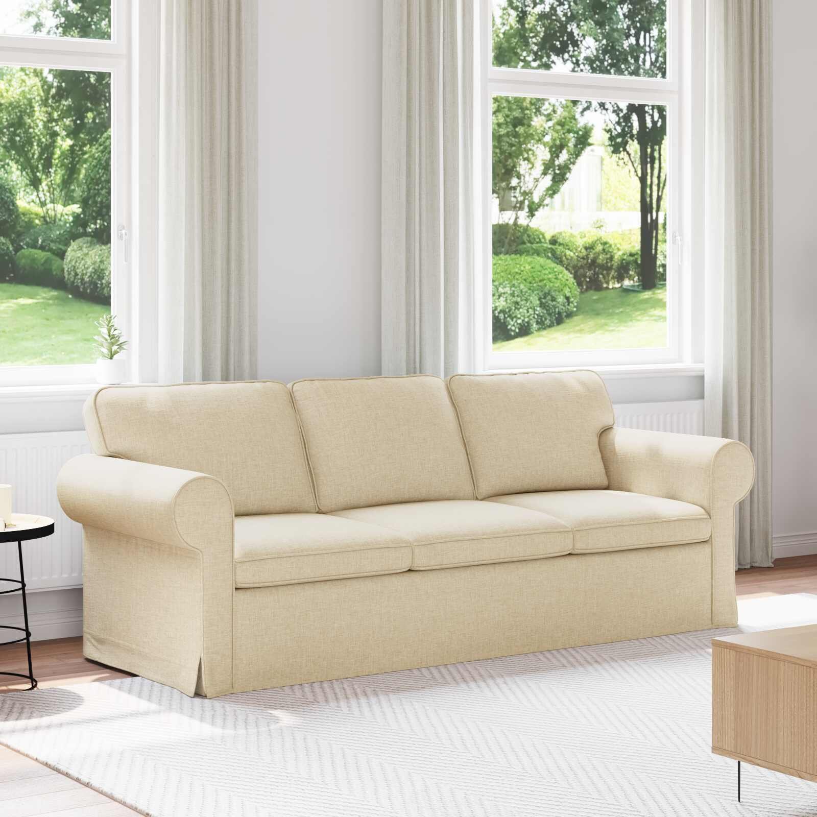 vidaXL Диван Крем 215 x 82 x 80 см текстил