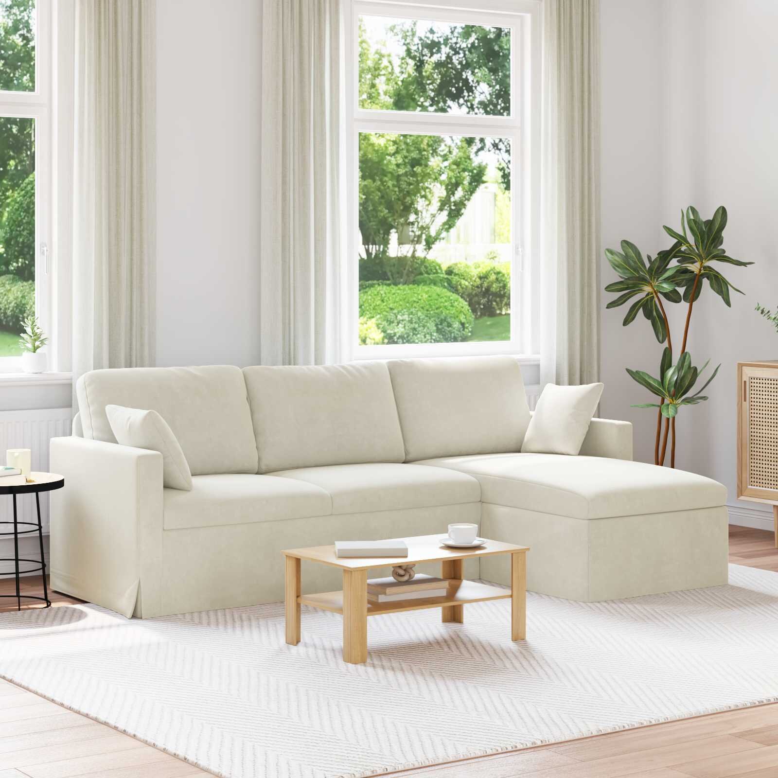 vidaXL Диван Крем 228 x 134 x 80 см Кадифе