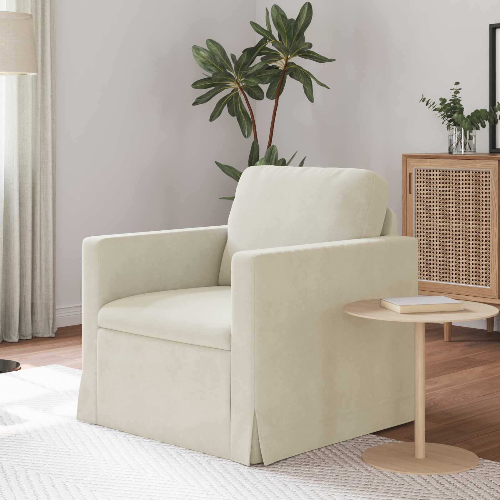 vidaXL Диван Крем 78 x 78 x 80 см Кадифе