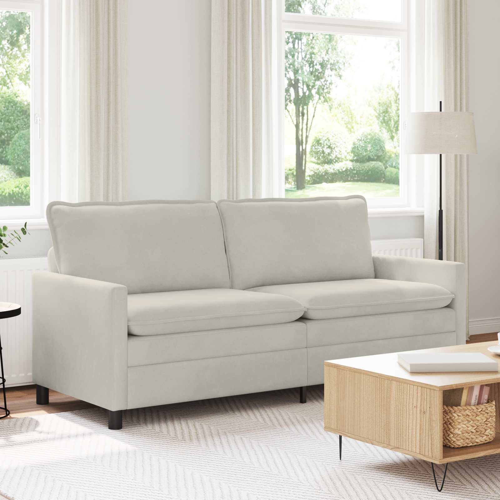vidaXL Диван Кремаво 196 x 81 x 875 см Кадифе
