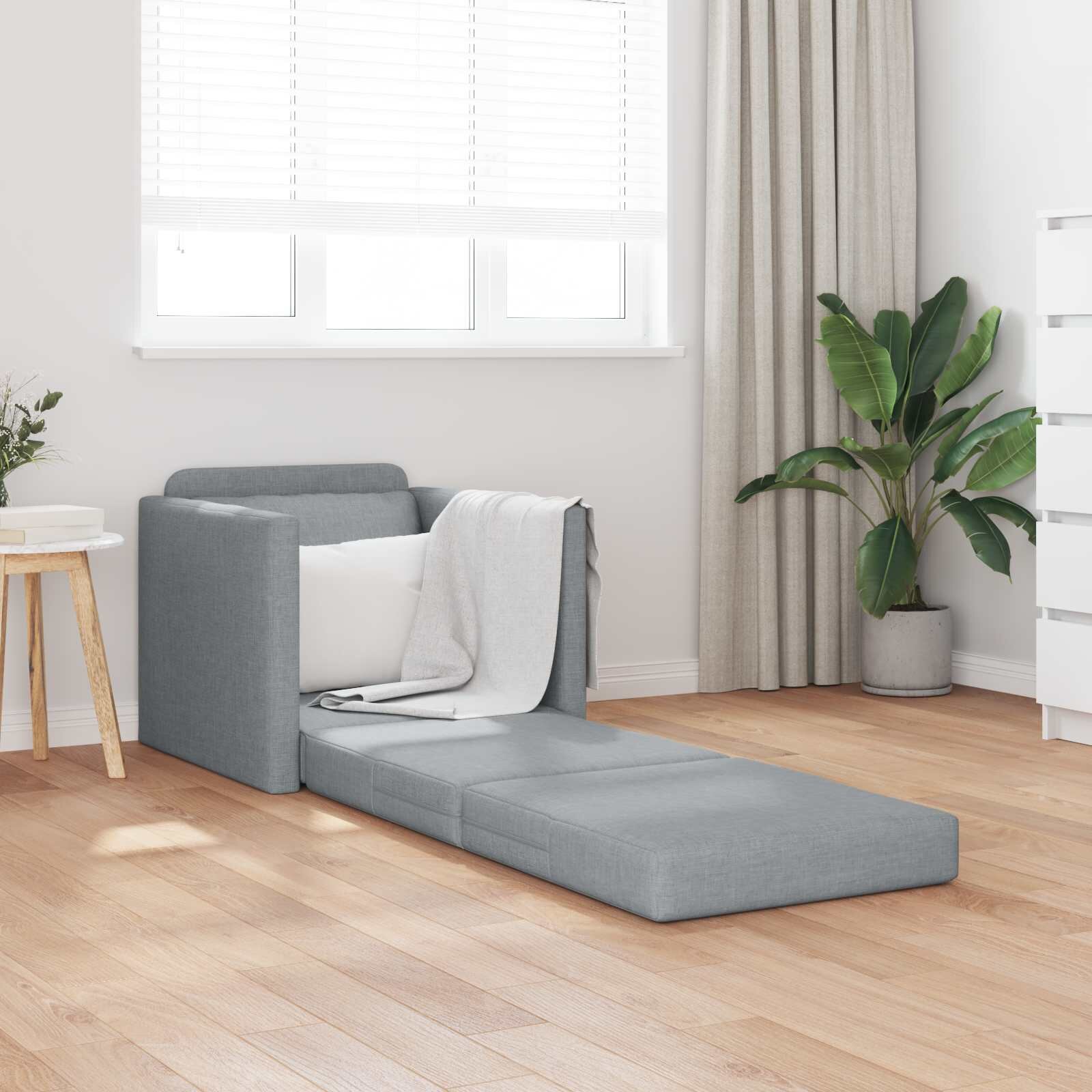 vidaXL Диван легло 60cm Светлосиво текстил
