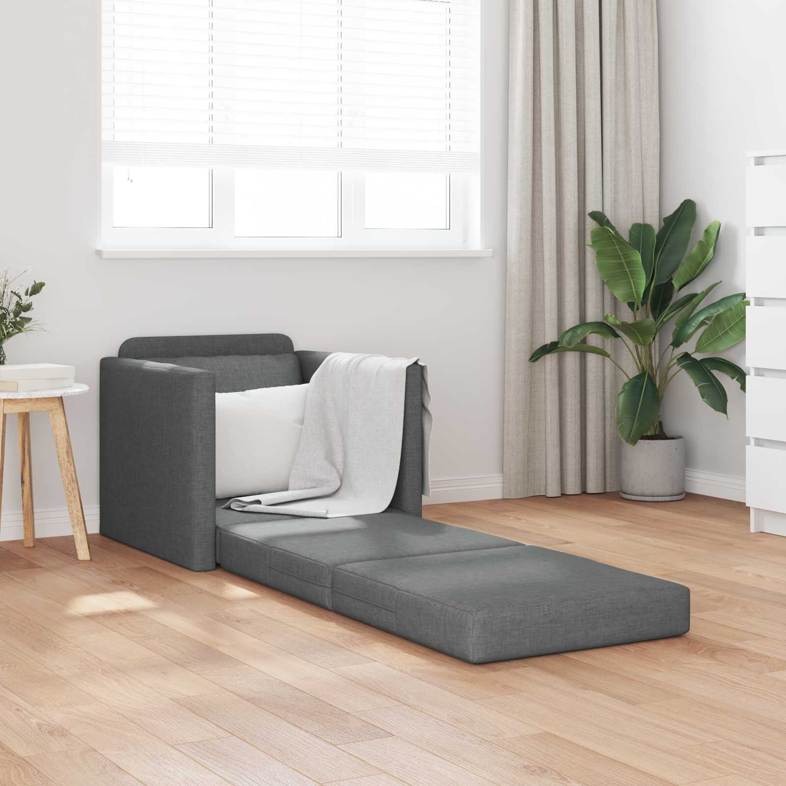 vidaXL Диван легло 60cm Тъмен сив текстил