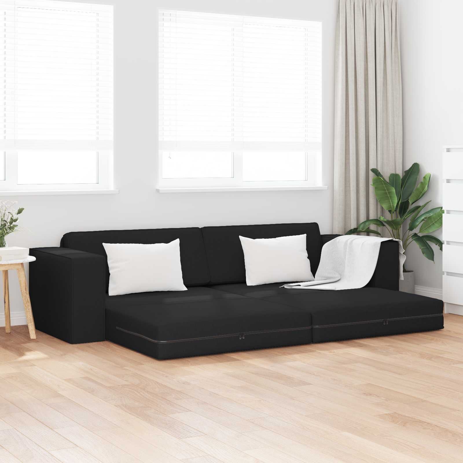 vidaXL Диван легло Черно 245 x 78 x 77 см текстил