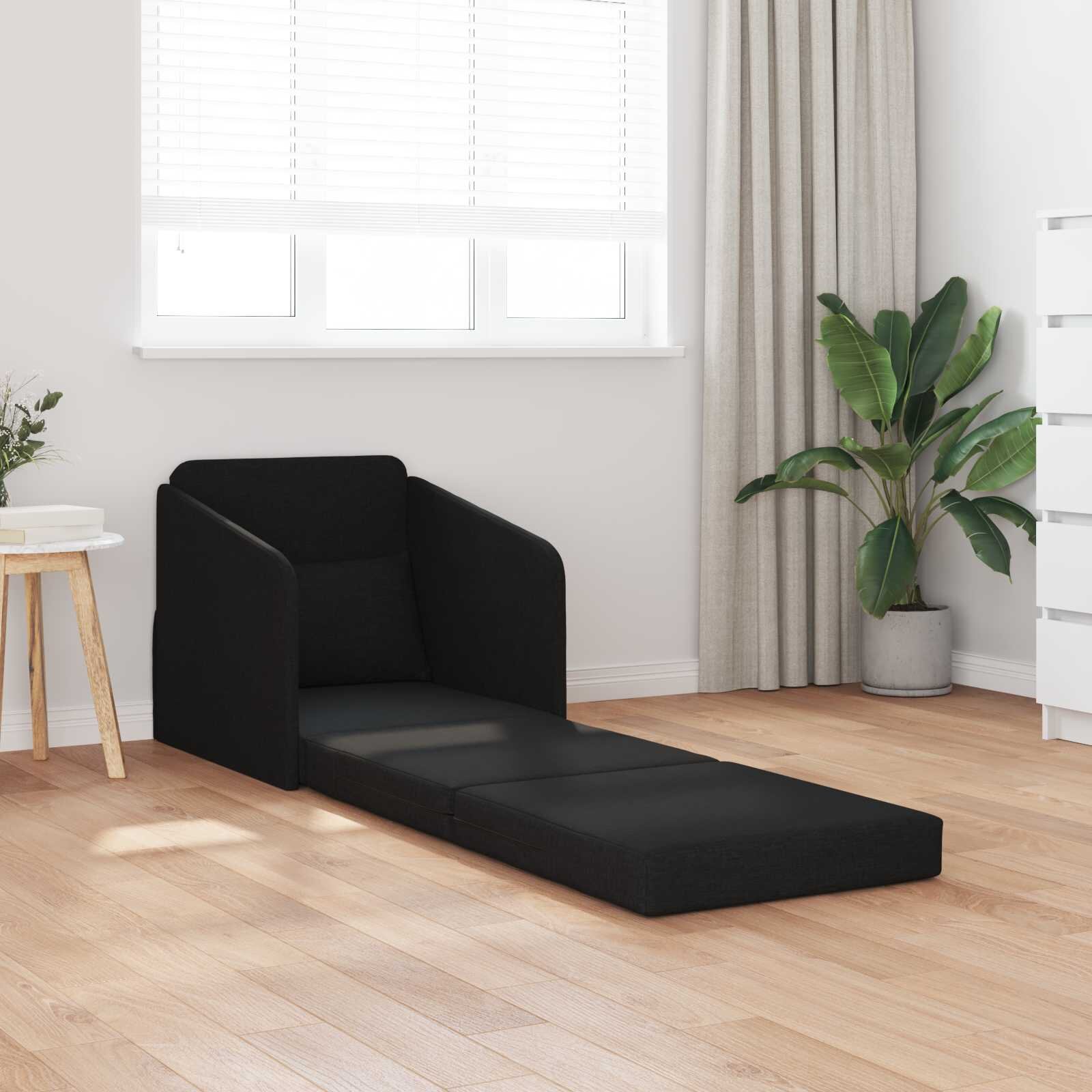vidaXL Диван легло Черно 65 x 80 x 83 см текстил