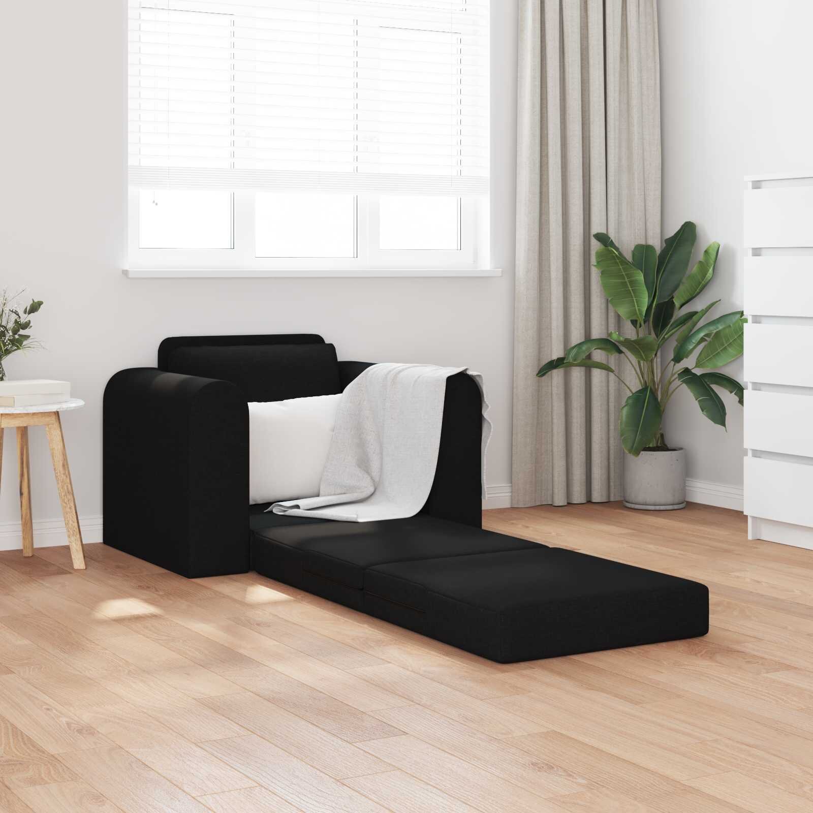 vidaXL Диван легло Черно 98 x 71 x 83 см текстил