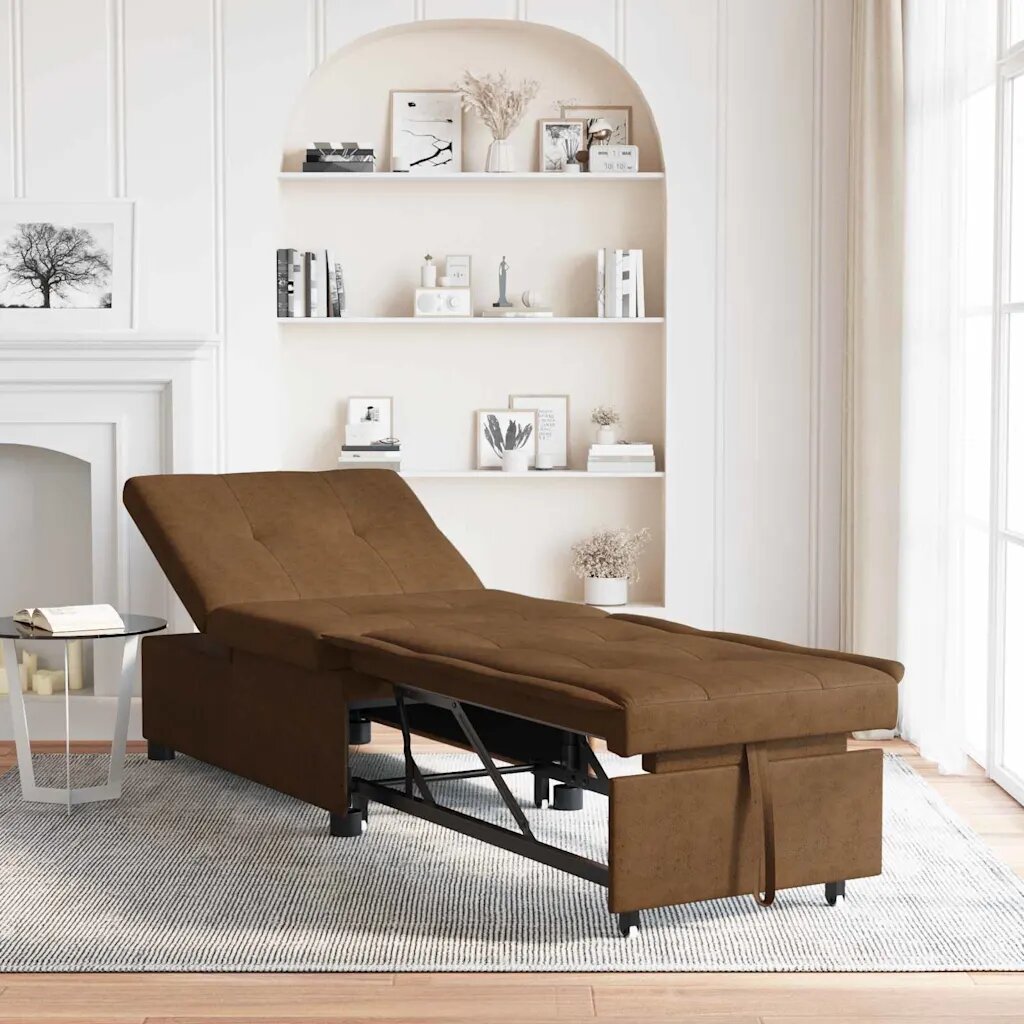 vidaXL Диван легло Кафяво 194 x 67 x 82 см Тъкан Huahua