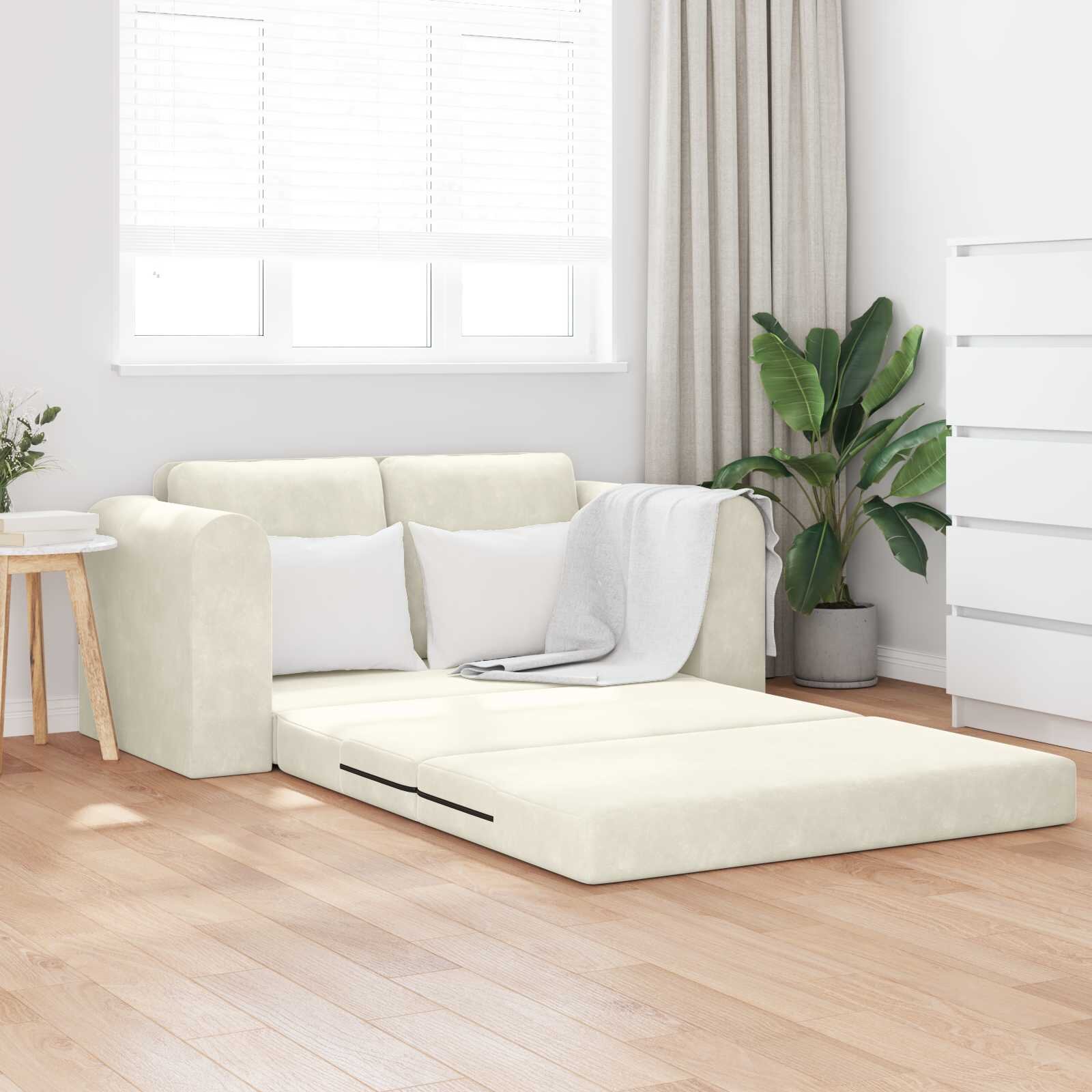 vidaXL Диван легло Крем 148 x 71 x 83 см Кадифе