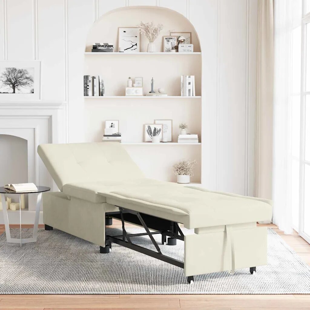 vidaXL Диван легло Крем 194 x 67 x 82 см Кадифе