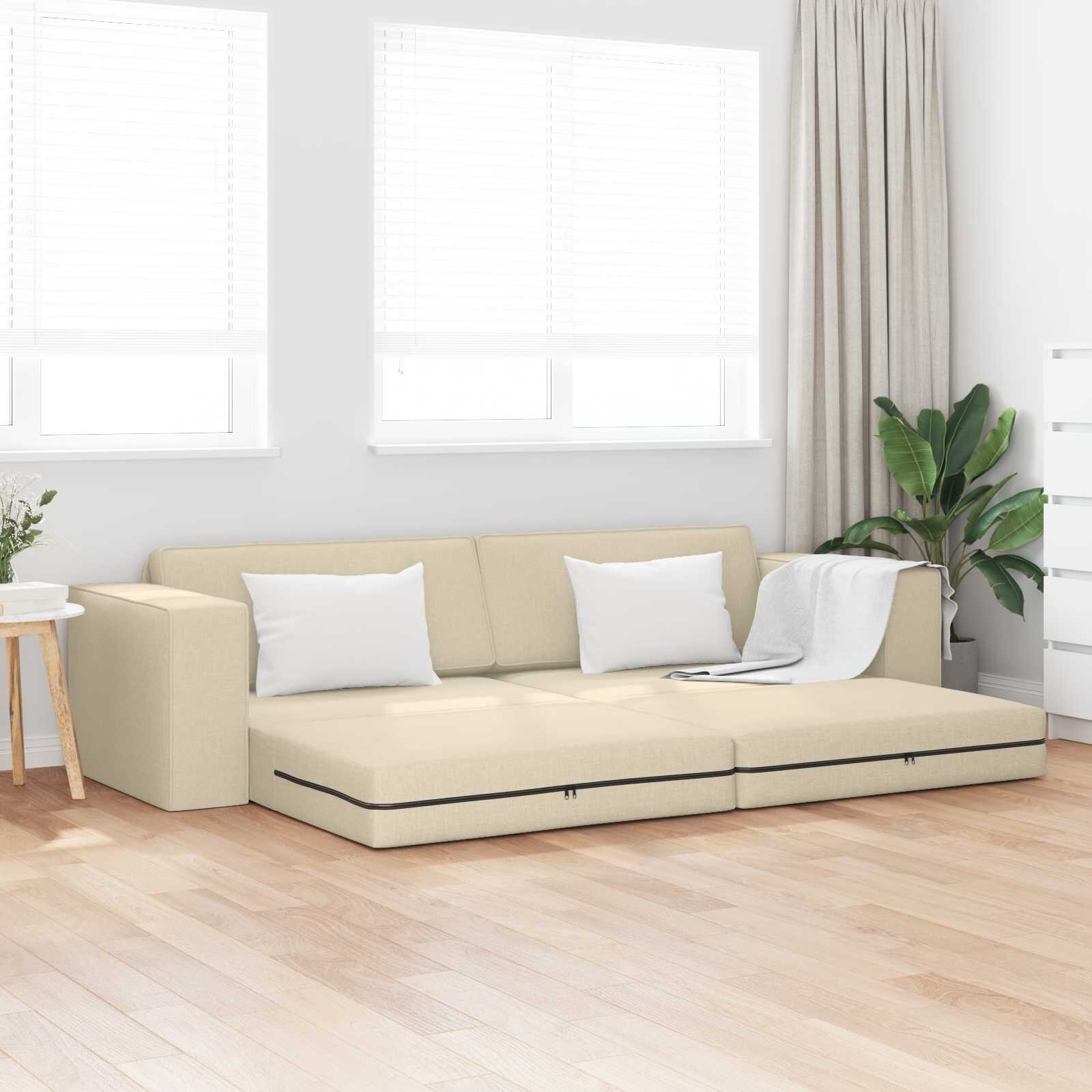 vidaXL Диван легло Крем 245 x 78 x 77 см текстил
